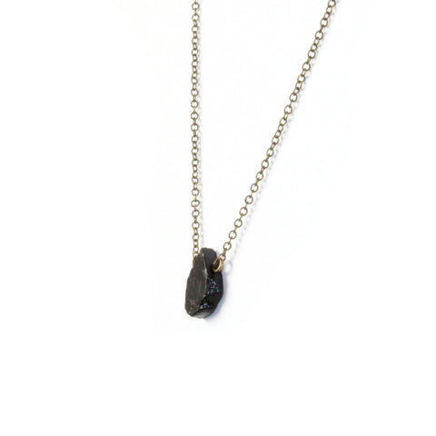 Black Tourmaline Teardrop Necklace - Natural Gemstone Jewelry