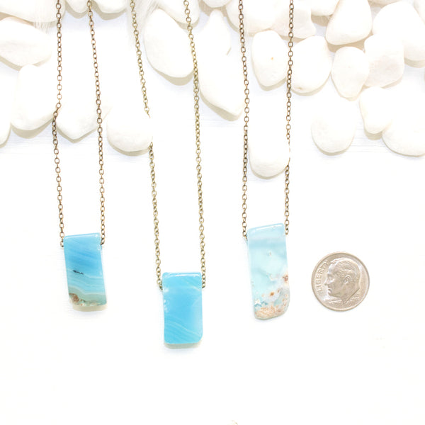 Mini Blue Agate Necklace - Natural Gemstone and Raw Crystal Jewelry