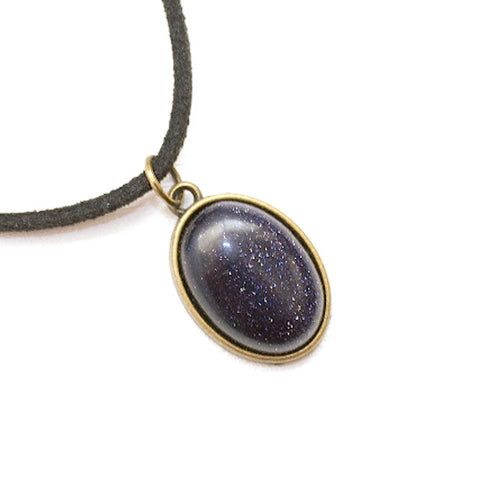 Blue Goldstone Gemstone Choker - Vegan Jewelry