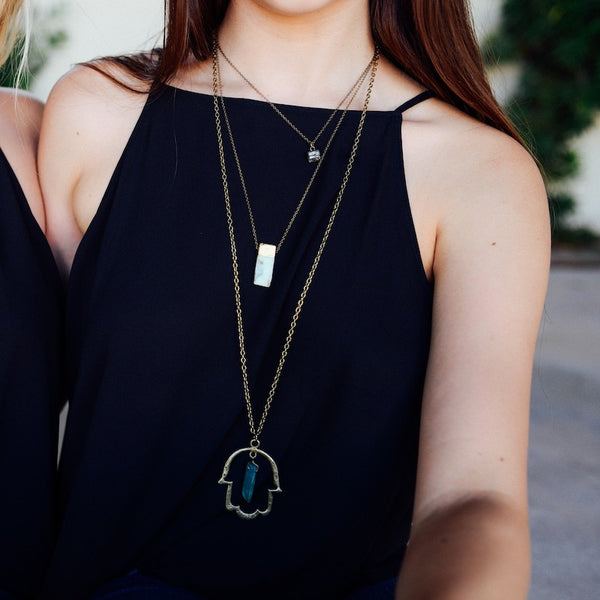 Gold Dipped Chrysoprase Necklace - Natural Gemstone Jewelry