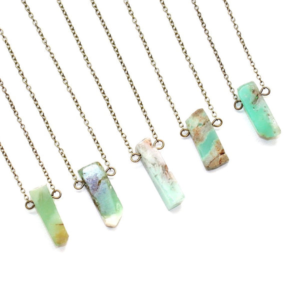 Dainty Chrysoprase Necklace - Natural Gemstone Jewelry