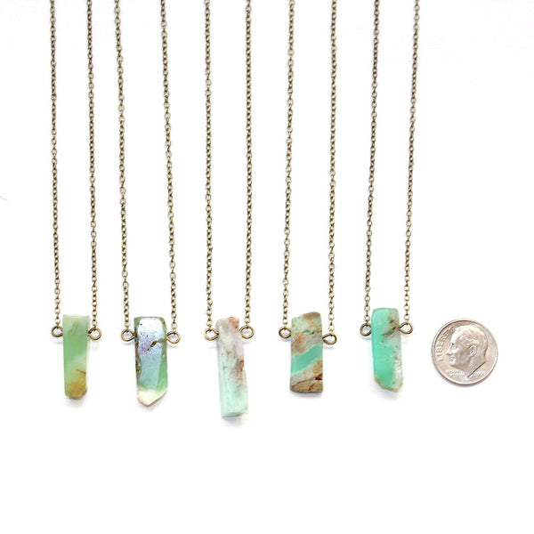 Dainty Chrysoprase Necklace - Natural Gemstone Jewelry