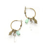 Chrysoprase, Crystal and Turtle Dainty Hoop Earrings - Coastal Collection