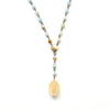 Citrine and Amazonite Y Necklace - Natural Gemstone Jewelry