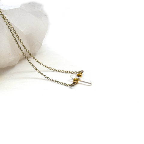 Crystal Quartz Cross Choker - Natural Gemstone Jewelry