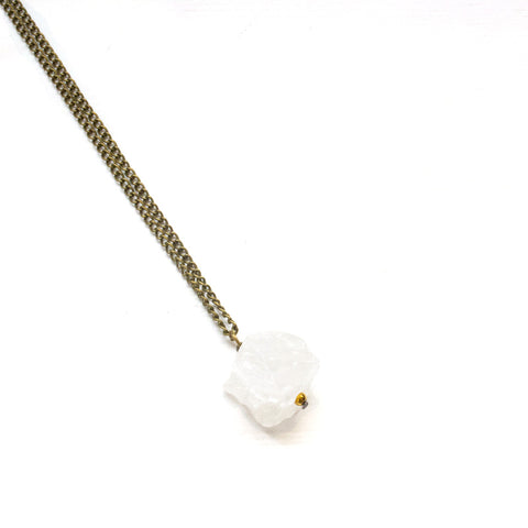 Crystal Quartz Nugget Necklace - Raw Crystal Jewelry