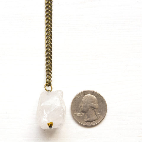Crystal Quartz Nugget Necklace - Raw Crystal Jewelry