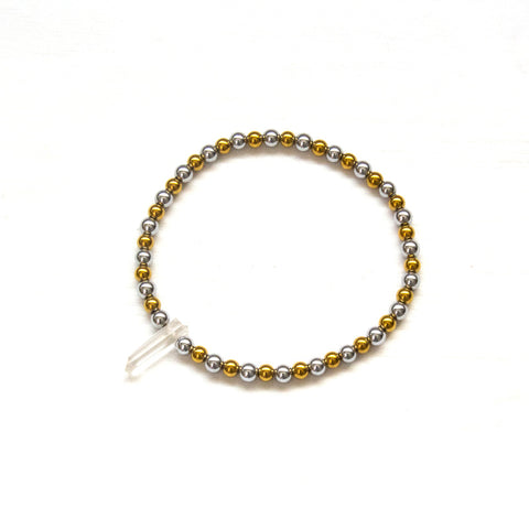 Crystal Quartz Point Stretch Bracelet - Natural Gemstone Jewelry