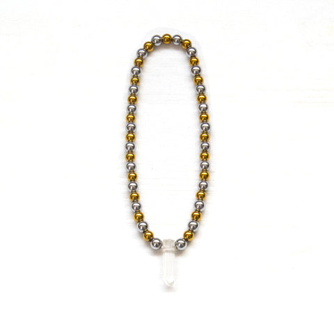 Crystal Quartz Point Stretch Bracelet - Natural Gemstone Jewelry