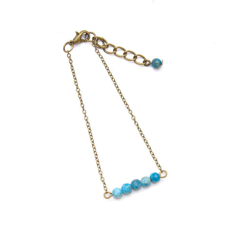 Dainty Apatite Bar Bracelet - Natural Gemstone Jewelry