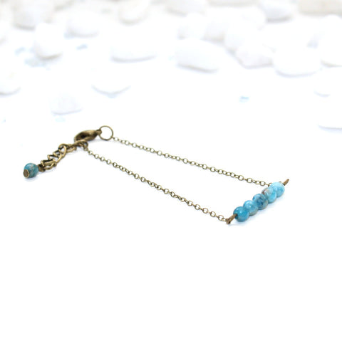 Dainty Apatite Bar Bracelet - Natural Gemstone Jewelry