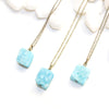 Mini Aqua Druzy Cube Necklace - Natural Gemstone and Raw Crystal Jewelry