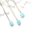 Mini Aqua Druzy Cube Necklace - Natural Gemstone and Raw Crystal Jewelry