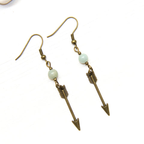Dainty Arrow and Amazonite Earrings - Southwestern Boho Jewelry