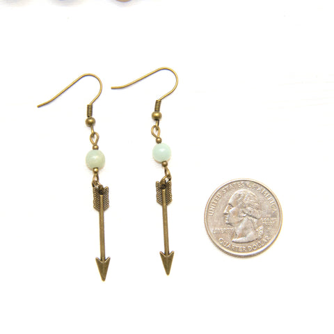 Dainty Arrow and Amazonite Earrings - Southwestern Boho Jewelry