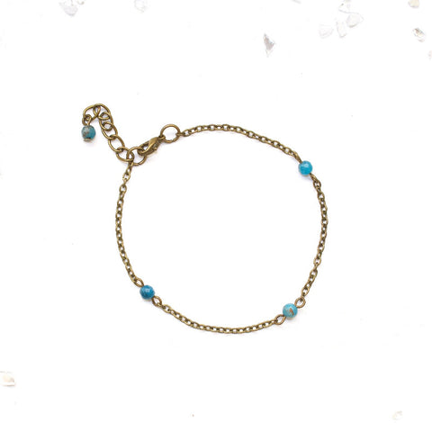 Dainty Beaded Apatite Anklet - Raw Crystal Jewelry