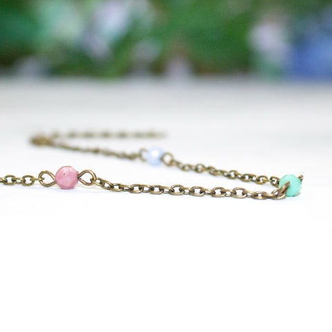 Dainty Beaded Gemstone Anklet - Coastal Collection