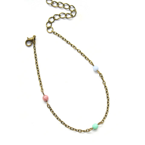 Dainty Beaded Gemstone Anklet - Coastal Collection