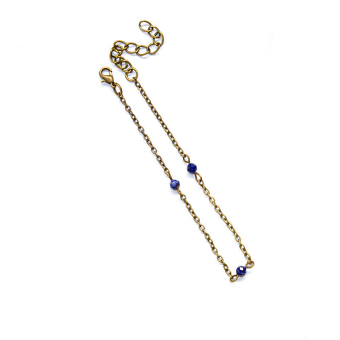 Dainty Beaded Lapis Lazuli Anklet - Natural Gemstone Jewelry