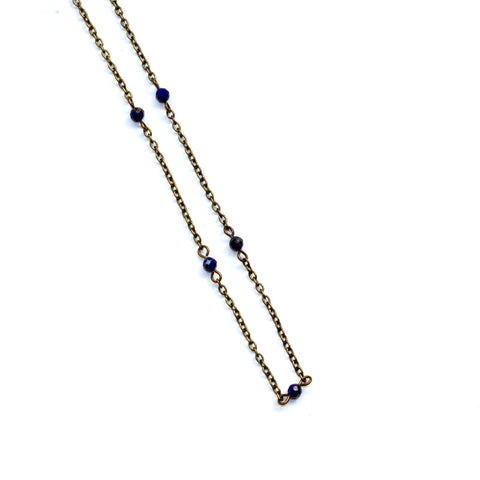 Dainty Beaded Lapis Lazuli Choker - Natural Gemstone Jewelry