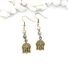 Dainty Buddha and Agate Earrings - Spiritual Boho Jewelry