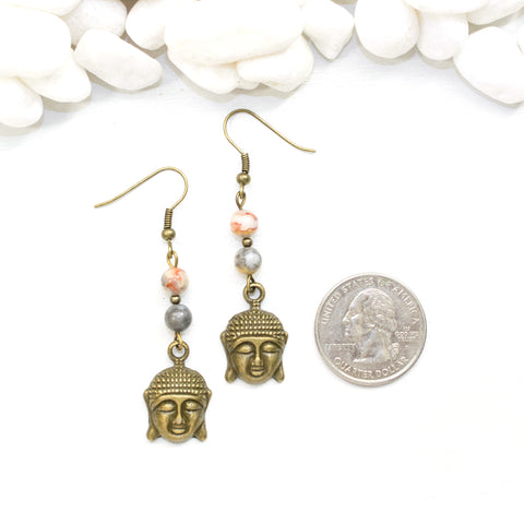 Dainty Buddha and Agate Earrings - Spiritual Boho Jewelry