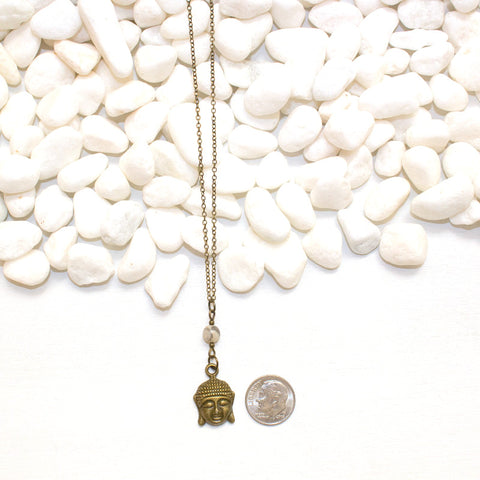 Dainty Buddha and Agate Necklace - Spiritual Boho Jewelry