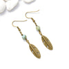 Dainty Feather and Agate Earrings - Southwestern Boho Jewelry