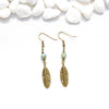 Dainty Feather and Agate Earrings - Southwestern Boho Jewelry