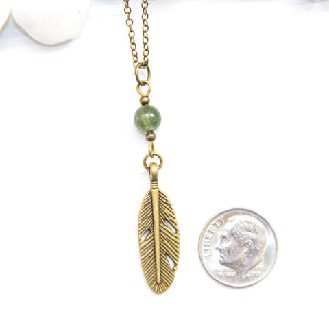 Dainty Feather Necklace - Natural Gemstone Jewelry