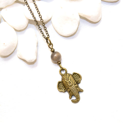 Dainty Ganesha and Moonstone Necklace - Spiritual Boho Jewelry