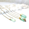Dainty Gold Dipped Chrysoprase Necklace - Natural Gemstone Jewelry