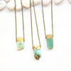 Dainty Gold Dipped Chrysoprase Necklace - Natural Gemstone Jewelry