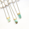 Dainty Gold Dipped Chrysoprase Necklace - Natural Gemstone Jewelry
