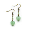 Dainty Green Aventurine Heart Earrings