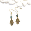 Dainty Hamsa and Agate Earrings - Spiritual Boho Jewelry