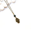 Dainty Hamsa and Agate Necklace - Spiritual Boho Jewelry