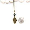 Dainty Hamsa and Agate Necklace - Spiritual Boho Jewelry