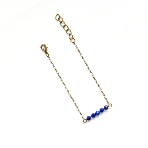 Dainty Lapis Lazuli Bar Bracelet - Natural Gemstone Jewelry