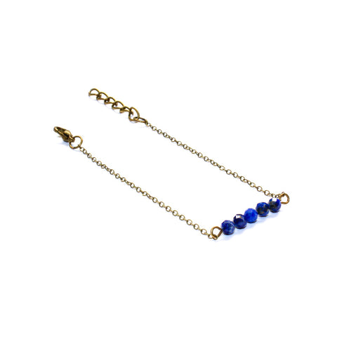 Dainty Lapis Lazuli Bar Bracelet - Natural Gemstone Jewelry