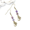 Dainty OM and Amethyst Earrings - Spiritual Boho Jewelry