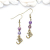 Dainty OM and Amethyst Earrings - Spiritual Boho Jewelry