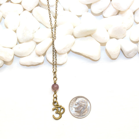 Dainty OM and Amethyst Necklace - Spiritual Boho Jewelry