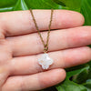 Dainty Rainbow Moonstone Necklace - Flower