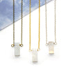 Dainty Rainbow Moonstone Necklace - Rectangle