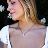 Dainty Rainbow Moonstone Necklace - Rectangle