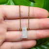 Dainty Rainbow Moonstone Necklace - Rectangle