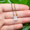 Dainty Rainbow Moonstone Necklace - Teardrop