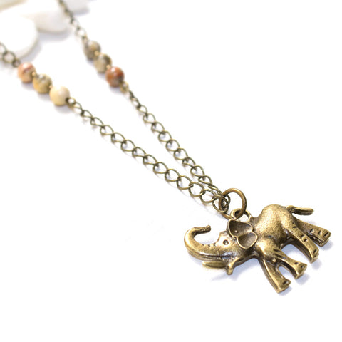 Elephant and Agate Necklace - Spiritual Boho Jewelry