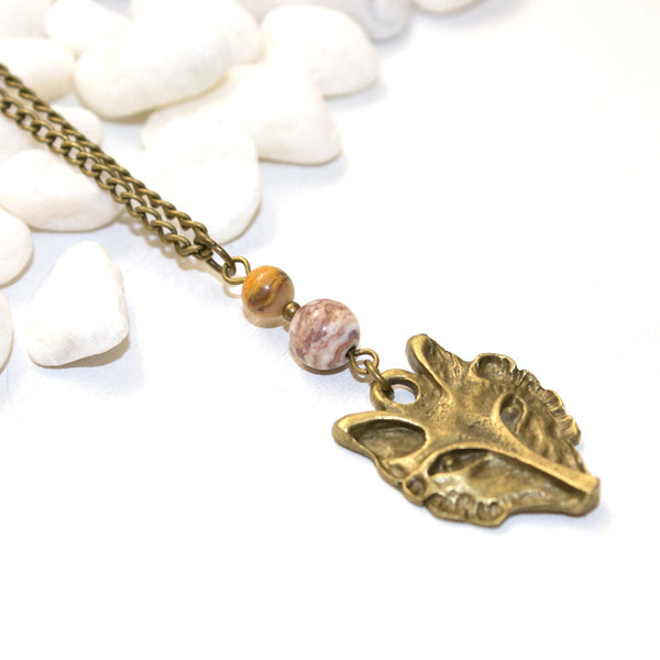 Fox and Agate Necklace - Southwestern Boho Jewelry